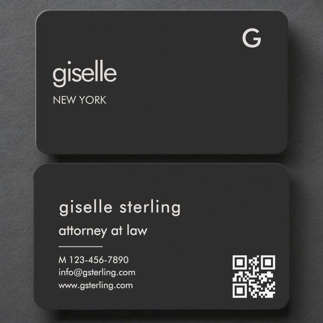 Tarjeta De Visita Código QR negro de abogado (Subido por el creador)