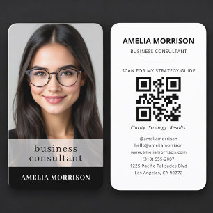 Tarjeta De Visita Código QR negro de consultor Foto