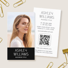 Tarjeta De Visita Código QR negro elegante de color personalizado co