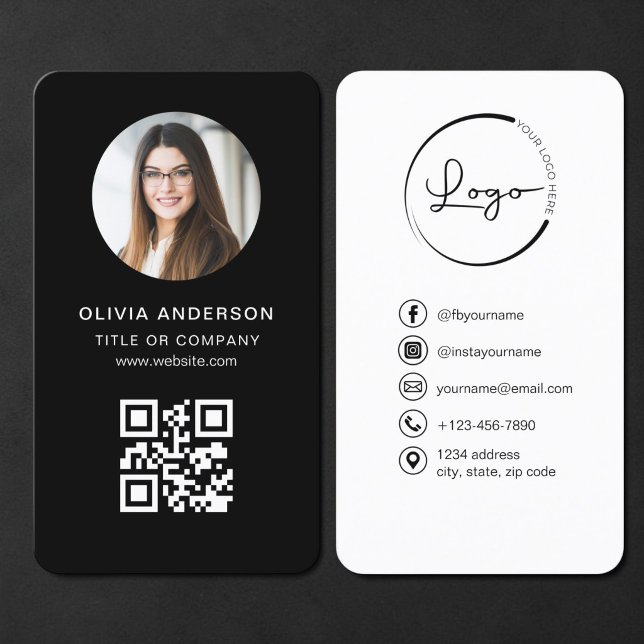 Tarjeta De Visita Código QR negro fotográfico (Subido por el creador)