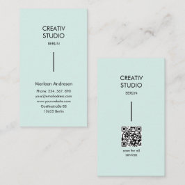 Tarjeta De Visita Código QR negro menta minimalista moderno