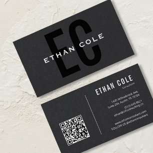 Tarjeta De Visita Código QR negro moderno profesional