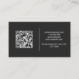 Tarjeta De Visita Código QR negro moderno y simple