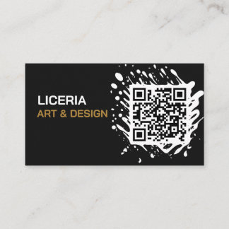 Tarjeta De Visita Código QR negro y dorado elegante minimalista mode