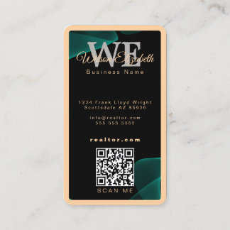 Tarjeta De Visita Código QR negro y dorado moderno y elegante con mo