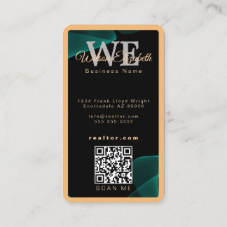 Tarjeta De Visita Código QR negro y dorado moderno y elegante con mo