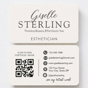Tarjeta De Visita Código QR neutral para esteticistas
