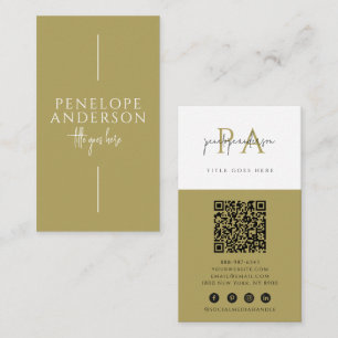 Tarjeta De Visita Código QR Neutral Verde Sage minimalista Boho mode