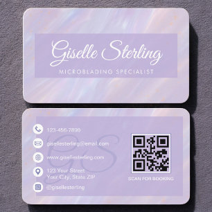 Tarjeta De Visita Código QR Ópalo Irisado de Microblading
