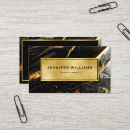 Tarjeta De Visita Código QR Oro moderno Mármol blanco y negro