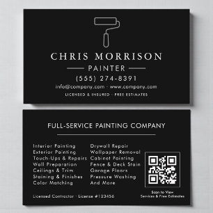 Tarjeta De Visita Código QR Painter Negro Plateado
