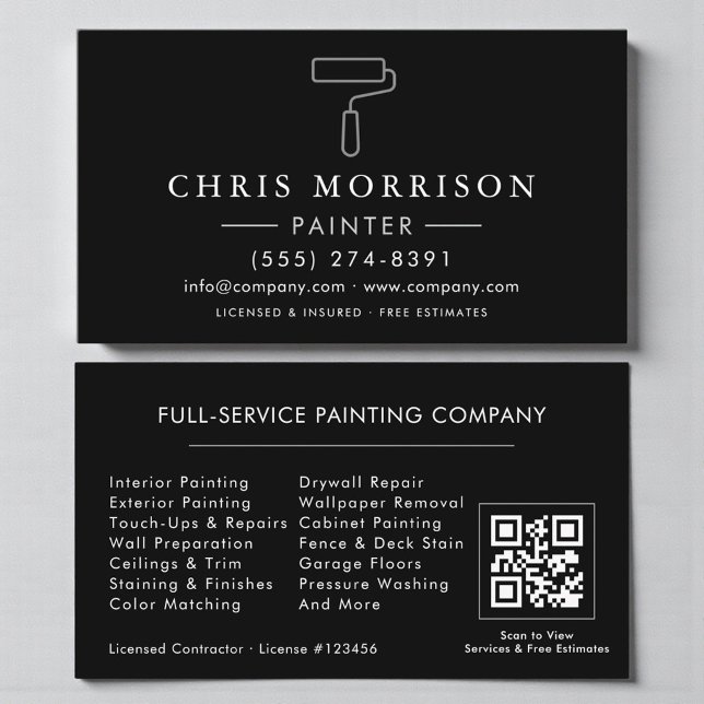 Tarjeta De Visita Código QR Painter Negro Plateado (Subido por el creador)