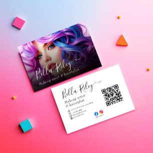 Tarjeta De Visita Código QR para artista de maquillaje de escritura