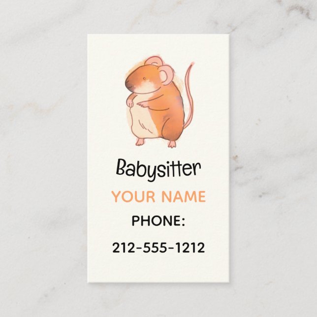 Tarjeta De Visita Código QR para babísitter de perro de ratón (Anverso)
