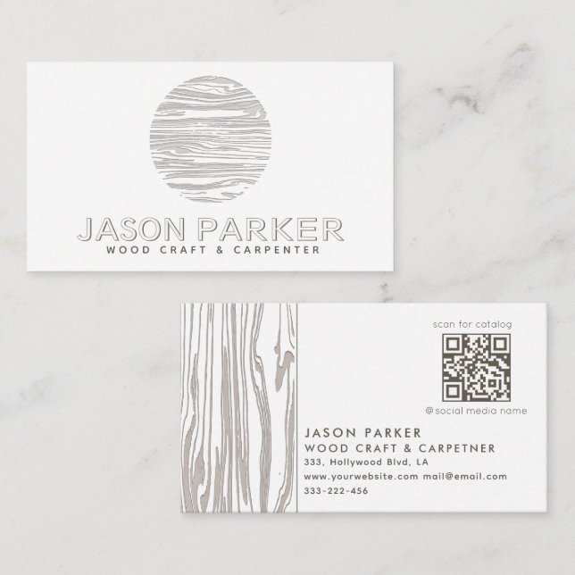 Tarjeta De Visita Código Qr para carpintero profesional de madera ta (Anverso / Reverso)