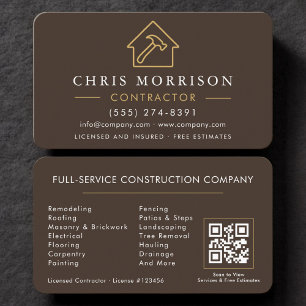 Tarjeta De Visita Código QR para contratista y constructor profesion
