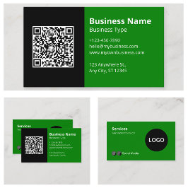 Tarjeta De Visita Código QR para el logotipo negro verde
