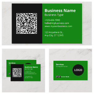 Tarjeta De Visita Código QR para el logotipo negro verde
