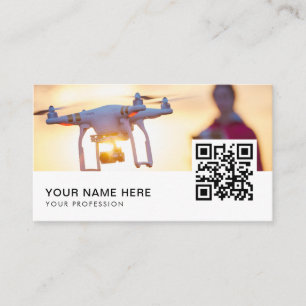 Tarjeta De Visita Código QR para el piloto de drones al atardecer