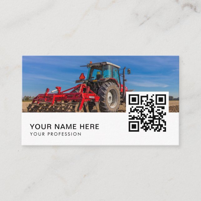 Tarjeta De Visita Código QR para el Tractor Agrícola de Agricultores (Anverso)