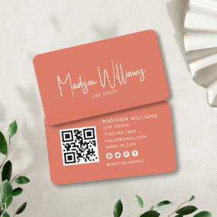 Tarjeta De Visita Código QR para entrenador moderno de vida mínimo  