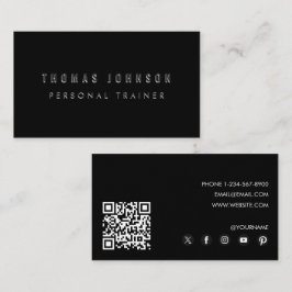Tarjeta De Visita Código QR para entrenamiento personal moderno negr
