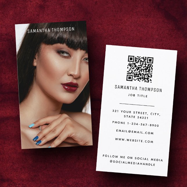 Tarjeta De Visita Código QR para fotografía profesional moderna mini (Minimalist Modern Professional Photography QR Code Business Card)