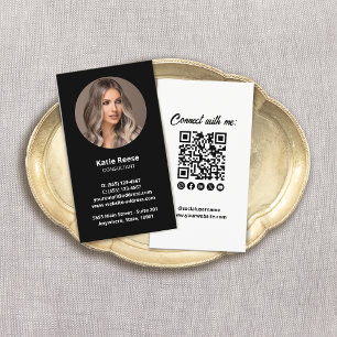 Tarjeta De Visita Código QR para medios sociales profesionales negro