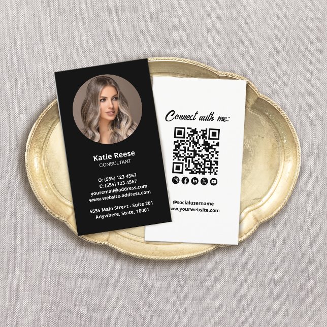 Tarjeta De Visita Código QR para medios sociales profesionales negro (Subido por el creador)