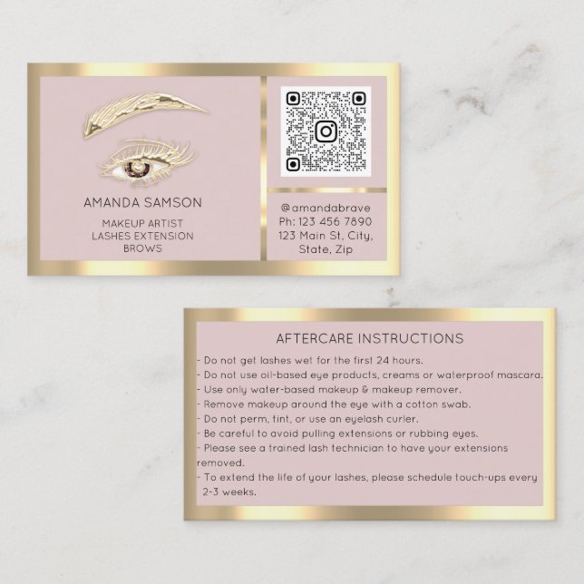 Tarjeta De Visita Código Qr para microblade de Eyelash marrón poster (Anverso / Reverso)