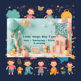 Tarjeta De Visita Código QR para pequeña empresa de Little Steps Day