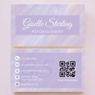 Tarjeta De Visita Código QR Pastel Púrpura Psicólogo