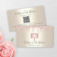 Código QR Pastel rosa Panadería Purpurina Drin Oro