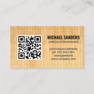 Tarjeta De Visita Código QR   Patrón de paneles de madera