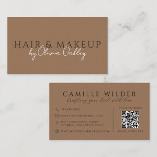 Tarjeta De Visita Código QR Pelo Y Maquillaje Sark Terracota