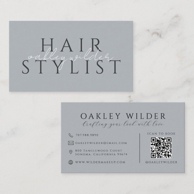 Tarjeta De Visita Código QR Peluquero Neutral (Anverso / Reverso)