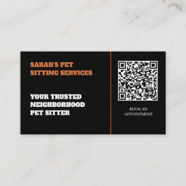 Tarjeta De Visita Código QR personalizable negro y naranja moderno