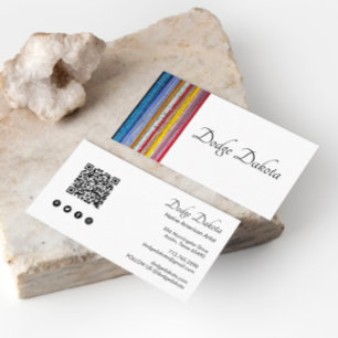 Tarjeta De Visita Código QR personalizado con rayas nativas american