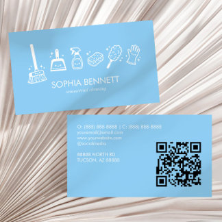 Tarjeta De Visita Código QR personalizado de herramientas de limpiez