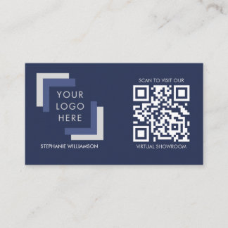 Tarjeta De Visita Código QR Personalizado de negocios Navy moderna