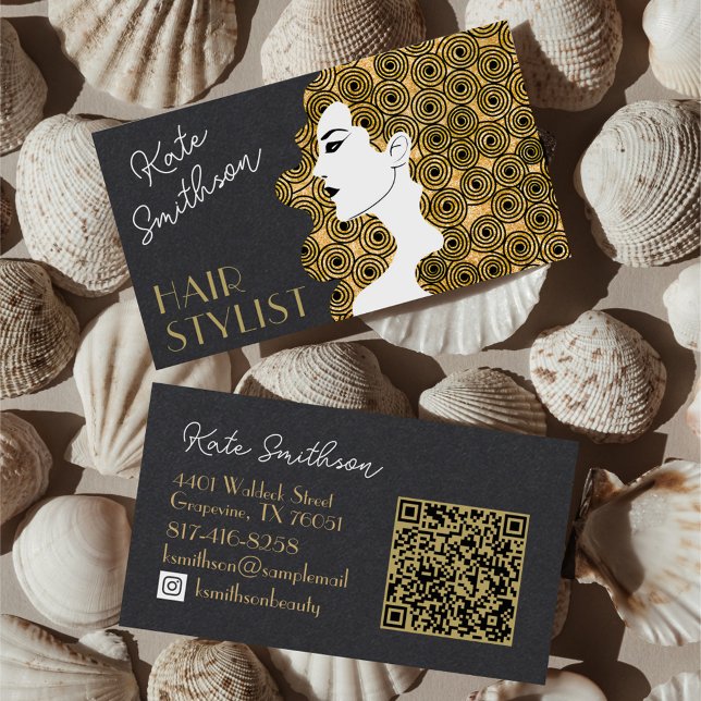 Tarjeta De Visita Código QR personalizado del cabello rizado y medio (Subido por el creador)