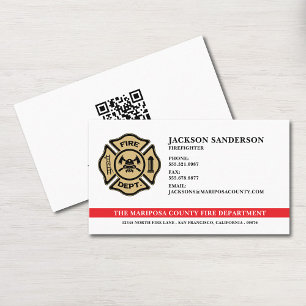Tarjeta De Visita Código QR personalizado del logotipo del bombero d