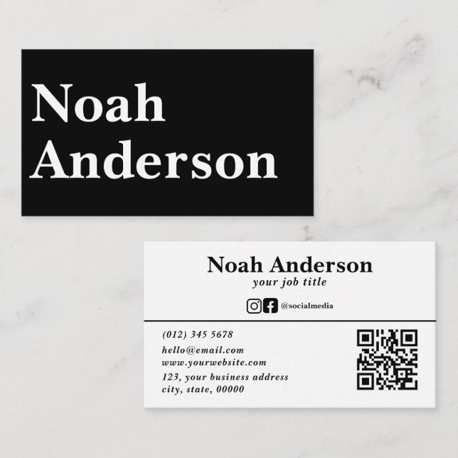 Tarjeta De Visita Código QR personalizado moderno profesional (Anverso / Reverso)