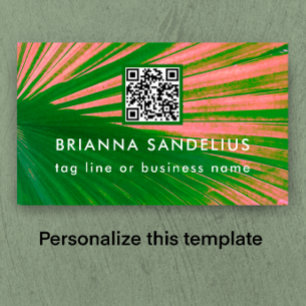 Tarjeta De Visita Código QR personalizado moderno único de palmera r