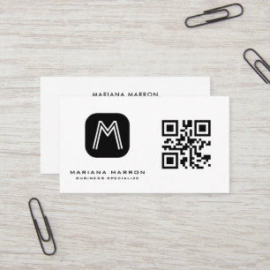 Tarjeta De Visita Código QR personalizado monograma mínimo básico