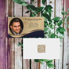 Tarjeta De Visita Código QR personalizado profesional negro y beige