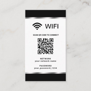 Tarjeta De Visita Código QR personalizado Red inalámbrica y contrase