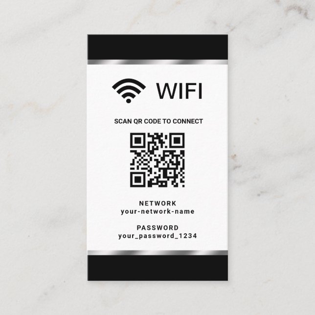 Tarjeta De Visita Código QR personalizado Red inalámbrica y contrase (Anverso)
