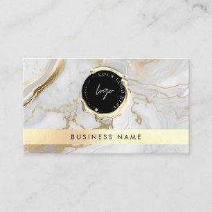 Tarjeta De Visita Código QR personalizado y logotipo Marble de oro b
