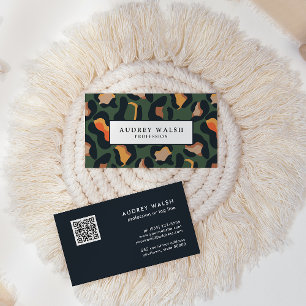 Tarjeta De Visita CÓDIGO QR Piel animal Leopardo spot colores tierra